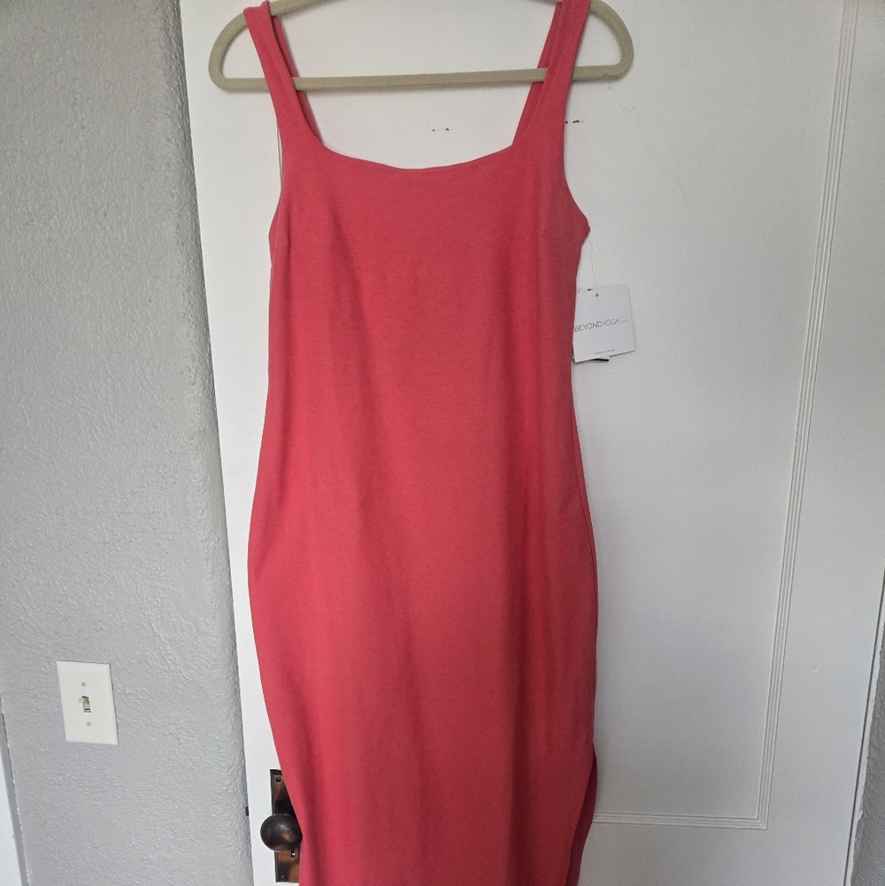 Beyond Yoga Coral Pink Midi Tank Dress